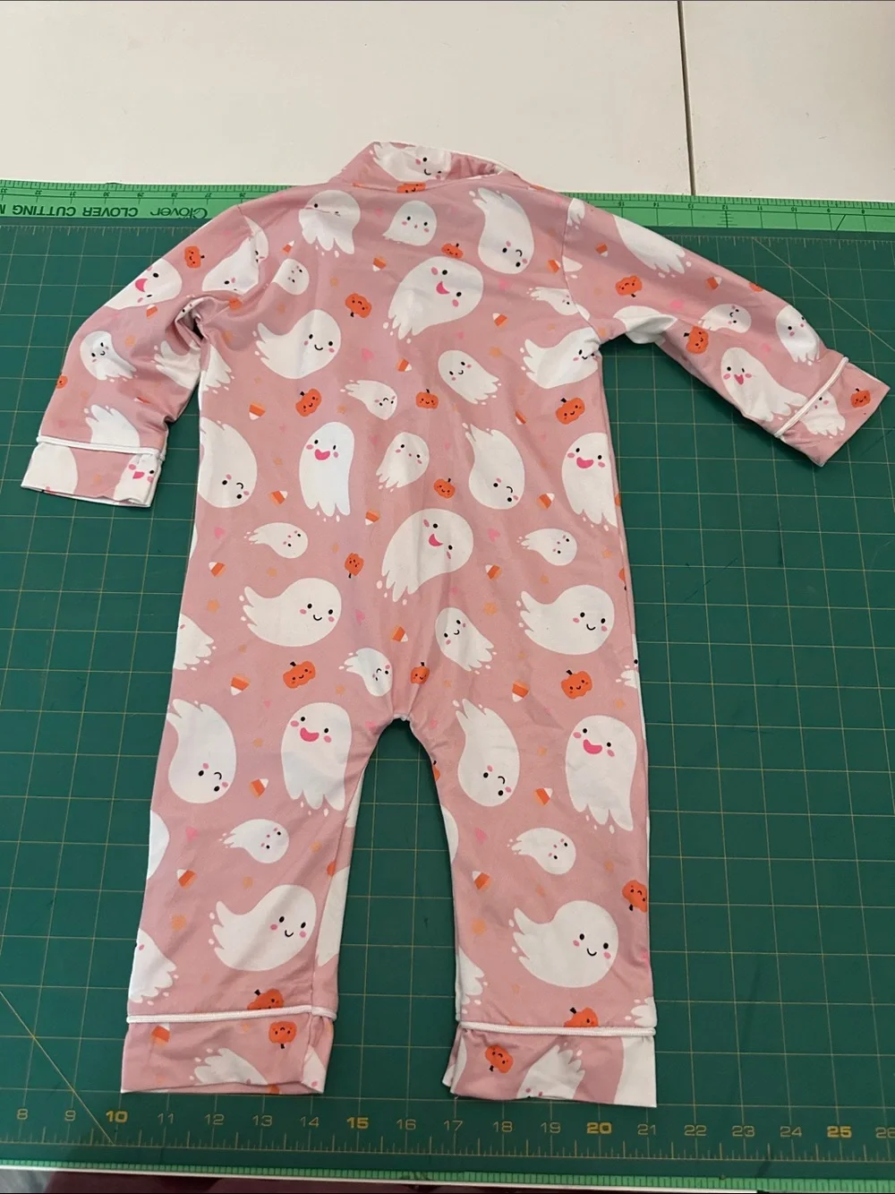 Pink Ghost-Print One-Piece Footie Pajamas for Kids